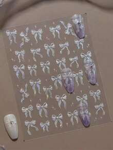 Exquisite Butterfly Wing Nail Stickers, Self-Adhesive Fragrance-Free, Suitable For Hand And Foot Decoration, Elegant Design, Easy To Apply, Perfect For Summer DIY Nail Art - White - View 4