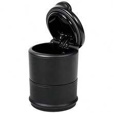 Car Split Design Center Console Ashtray, Solid Color Car Ashtray, Round Plastic Ashtray, One-Handed Open/Close Storage Trash Can, Portable Home & Car Dual-Use Accessory, Back To School Supplies, Lightweight And Portable - Multicolor - View 9