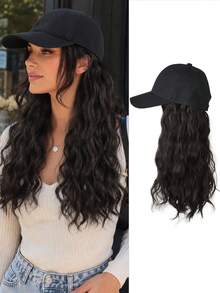 Baseball Cap Paired With Long, Curly Hair, A Stylish Hat And Hair Accessory, Suitable For Women's Everyday Casual Wear, Available In Multiple Colors. - Multicolor - View 11