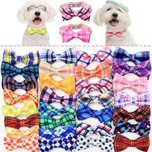 5/10pcs Plaid Pattern Dog Collar With Elastic Band, Mixed Color Dog Bow Tie, Fashion Pet Bow Tie, Suitable For Cats And Dogs, Grooming Accessories - Multicolor - View 5
