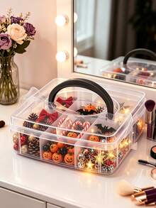 Storage Box With Lid And Handle; Used For Storing Holiday Decorations, Jewelry, Sewing Supplies, Jewelry Making Accessories And Hardware Accessories; Office Supplies Organizer Box; Gift For Craft Enthusiasts; Valentine's Day, Christmas Or Halloween Gift - Multicolor - View 5