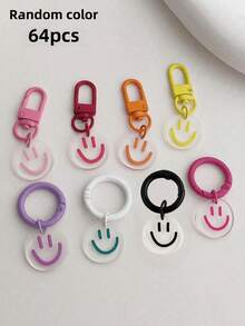 Cute 8pcs Women's Smile Shaped Multicolor Candy Color Car Earphone Keychain, Fashionable Keyring Suitable For Daily Outfit Keychain Gift Souvenir Car Accessories Bag Charm School Goth Y2k - Multi-color - View 18