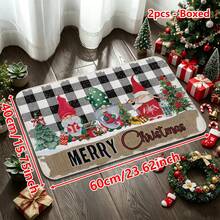 1/2/3pcs Christmas Theme Kitchen Rug, Flannel Kitchen Mat, Soft Comfortable Absorbent Non-Slip Machine Washable With Non-Slip Backing, Suitable For Multiple Scenes: Entryway, Living Room, Bedroom, Kitchen, Dining Room, Bathroom, Laundry Room, Hallway, Christmas Holiday Home Decor - Multicolor - View 13