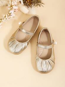 Elegant And Cute Mary Jane Flat Shoes For Toddlers And Young Girls, Suitable For Indoor Parties And Events In Autumn And Winter, Perfect For Matching With Dresses - Gold - View 5
