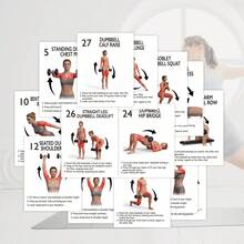 30PCS Dumbbell Training Quick Reference Cards, Colorful Fitness Cards, Women's Full Body Strength Training Guide, Portable Fitness Accessories, Home Dumbbell Training Cards - Complete Set Of Upper Body, Shoulder, Chest, Back And Lower Body Exercises, Lightweight And Durable, Perfect For Daily Home Use - 30-piece Dumbbell Workout Quick Reference Card - View 4