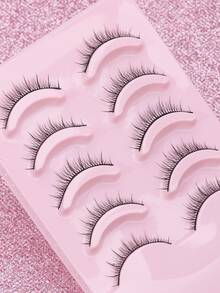 AYRMILLA Lashes NEW 5 Pairs Natural False Eyelashes Fluffy Soft Dramatic Wispy Eyelash ,Handmade Upper Lash Winged End Eye Elongated Eyelashes Natural Realistic Eyelash Full Strip Lashes Volume Popular Make Up Beauty Tools. - Black - View 2