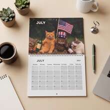 1pc 2027 Drunk Cat Wall Calendar, Funny Cat Calendar, Gag Gift For Cat Lovers, Gift Exchange, Hilarious Colleague Christmas Gift - A - View 4