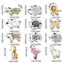 12pcs Animal Shaped Cookie Cutter Set, Stainless Steel Cookie Cutters, Giraffe, Elephant, Koala, Crocodile, Lion, Flamingo And More Shapes, For Baking Fondant Cookies, Holiday Cake Decoration - Silver - View 2