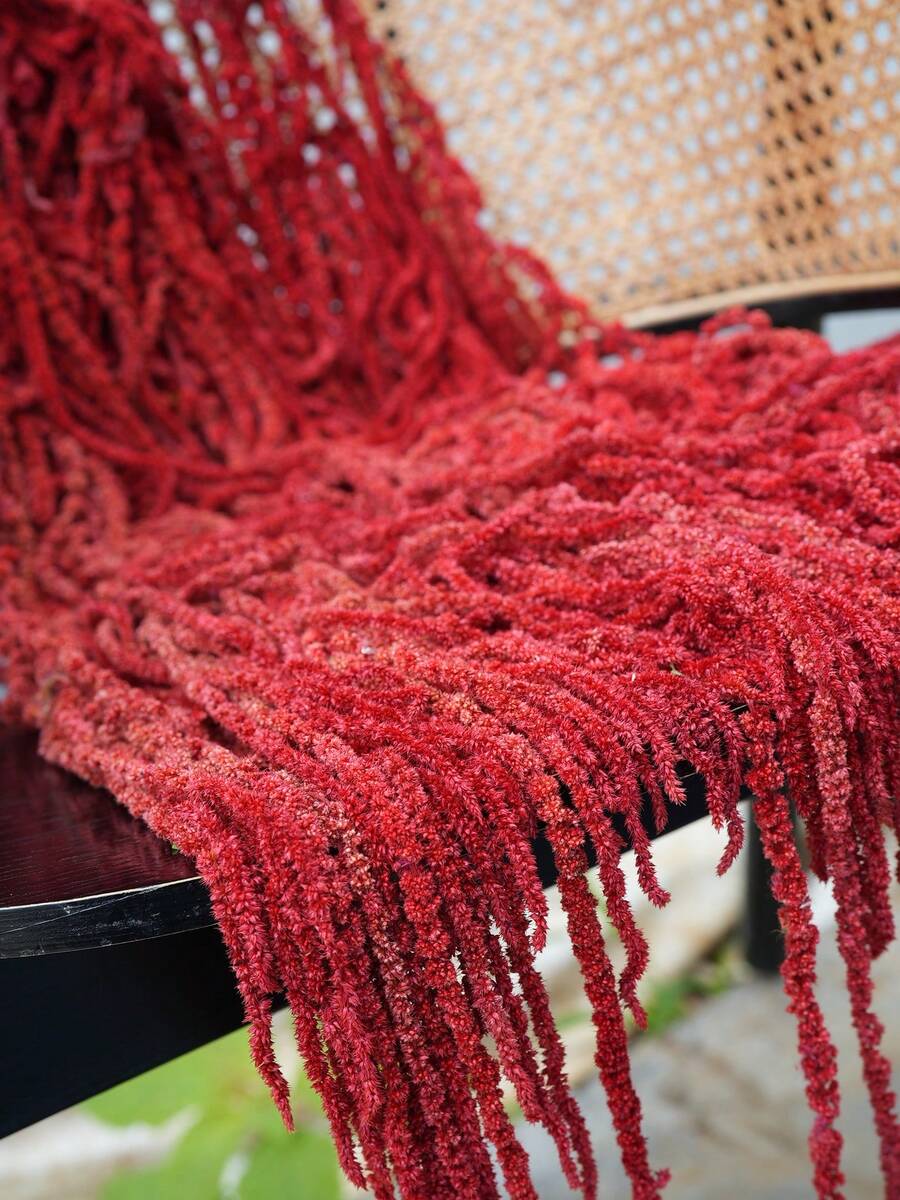 1/2/3/4/5pcs Artificial Hanging Amaranth Flowers, Floral Art, Hanging Floral Decor, Wedding Arch Decoration, Background Decoration - Red - View 1