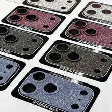 2PCCS Premium Volcano Style Lens Protector Compatible With Apple 18PRO/18PROMAX, Korean-Style Glitter Lens Film Base, Anti-Scratch, High-End New Fashion All-In-One Ultra-Shiny High-Definition Explosion-Proof Camera Lens Protector, Anti-Drop Full Coverage Lens Film - Burgundy - View 5