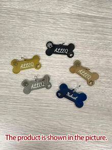 [Double-Sided Customized] 1pc Personalized Pet ID Tag, Customized Dog Name With Paw Print Pattern Tag, Engraved Customized Cat Tag, Heart-Shaped Pattern, Dog ID Tag Pet Collar, Exquisite Pet Accessory, Suitable For Pet Lovers - Multicolor - View 10