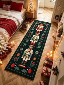 1 pieza Alfombra de piso con diseño de Cascanueces de Acebo Navideño, Alfombra de cocina, Alfombra de cocina, Felpudo, Alfombra pasillera, Alfombra de piso, Alfombra de área, Alfombra navideña, Alfombra de pasillo, Alfombra de dormitorio - Multicolor - Ver 1
