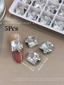 5/15Pcs Flashing K9 Crystal Pigeon Egg Nail Art Rhinestone Ball Transparent White Luxury Versatile Pillow Fat Square Nail Art Rhinestone Ball Decoration - White - View 13