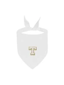 1pc Personalized White Pet Scarf Featuring Letter Designs-A Great Gift And Pet Accessory. Choose A Backpack Customized With Your Furry Friend's Initial; It Is Perfect For Hiking, Camping, Traveling, And Park Walks With Small To Medium-Sized Pets. - White - View 24