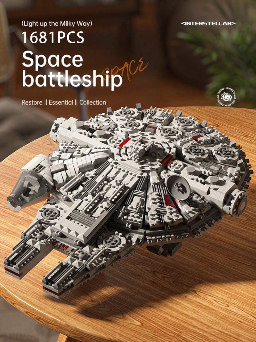 1681pcs Space Series Star River Warship Building Blocks Kit, DIY Assemble Spacecraft Model Toy,STEM Bricks Set,Desktop Display Decoration,Birthday Holiday Gift For Teens Adults,Collectible Display Toy For Space Fans - Multicolor - View 1