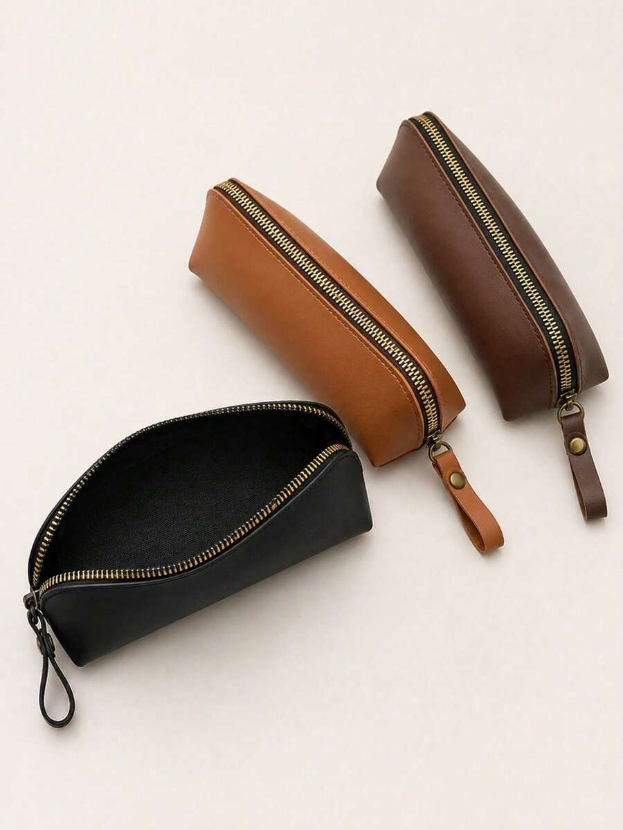 Small Storage Organizer Bag, Portable Zipper Pencil Pouch With Wrist Strap, Minimalist Travel School Office Daily Essentials Storage Bag