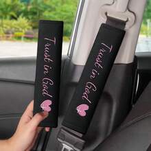 2pcs Car Belt Covers, Embroidered Letter Shoulder Pads, Universal Vehicle Seat Belt Shoulder Pads For Driver And Passenger, Car Interior Accessories - Black - View 17