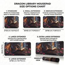 Dragon Reading In Library Pattern Extra Long Gaming Mouse Pad And Desk Mat Set, Non-Slip Durable Rubber Bottom, Smooth Surface, Suitable For Computer Laptop Office Home, Abstract Art Decor, Back To School Supplies - A - View 6