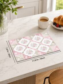 1pc, Vintage Square Pattern Printed Diatomaceous Earth Kitchen Drying Mat, Absorbent Dish Drying Mat, Coffee Machine Mat, Dishwashing Mat, Sink Mat, Kitchen Countertop Protector, Suitable For Cups, Plates, Tableware And Kitchen Decor - Multicolor - View 13