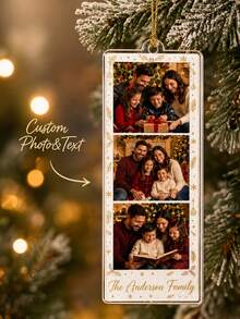 1pc Customized Photo Strip Christmas Ornament, Personalized Family Photo Acrylic Hanging Decor, Custom Quote & Name Keepsake, Christmas Tree Decoration, Christmas Gift - Multicolor - View 10