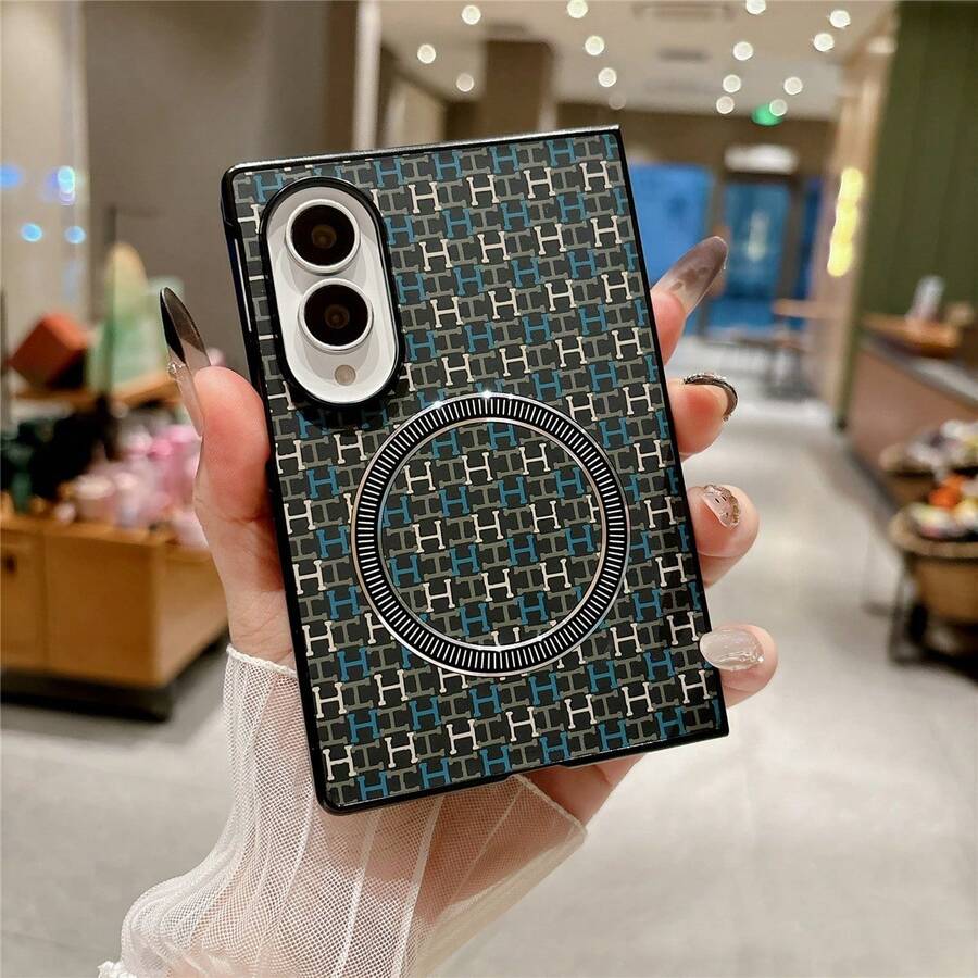 VIETAO 支援無線充電時尚手機殼,相容 Galaxy Z Fold 8 Fold8 手機保護殼 - 黑色 - 查看 1