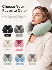 1pc Ergonomic U-Shaped Neck Pillow With Storage Bag, Memory Foam Travel & Office Support Pillow, Removable & Washable Cover, Lightweight Portable Neck Pillow, Suitable For Airplane, Car, Bed, Compressible Fit Design (No Power Required) - A - View 3