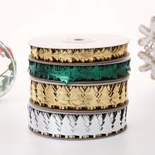 Christmas Tree Shaped Decorative Ribbon, Gold Silver Green Packaging Ribbon, Christmas Gift Wrapping Ribbon, DIY Christmas Decoration Holiday Gift Box Ribbon, Gift Wrapping Tie, Holiday Decor, Christmas Tree Hanging Ornament Lace Trim - Multicolor - View 4