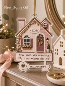 1pc Personalized New Home Christmas Ornament For Family, Custom Family Name & House Color Acrylic Ornament, First Home Keepsake,Christmas Tree Decor,Christmas Gift - Mint Green - View 4