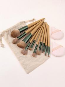 13Pcs Makeup Brush Set,Portable Drawstring Storage Pouch,Professional Beauty Tool Kit For Beginners & Daily Makeup - Ginger - View 4
