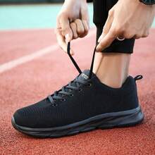 New Men's Casual Sports Shoes, Lightweight And Breathable, Versatile For Commuting, Suitable For All Seasons, Daily Hiking And Sports Wear - All Black - View 5