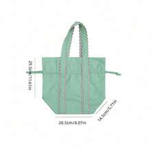 Macaron Color Drawstring Lunch Bag, Japanese Korean Lace Decor Large Capacity Bento Bag, Portable Handheld Food Storage Tote For Work Office School Picnic Travel Women Daily Use - Multicolor - View 11