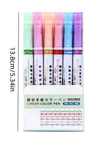 Bolígrafos resaltadores con patrón floral de onda de 6 colores, bolígrafos de planificador con lindo contorno para manualidades y scrapbooking - Multicolor - Ver 12