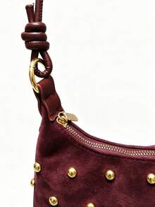 BAILEE A Stylish, Avant-Garde, Solid-Colored Shoulder Bag With Stud Embellishments And A Knotted Strap Design.Great For Fashion Outfits And As A Gift Option. - Multicolor - View 7
