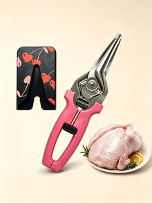Heavy Duty Kitchen Poultry Scissors, Convenient Storage In Fridge Or Cabinet, Locking Design, Kitchen Accessory, Suitable For Cutting Chicken, Meat And Food Preparation Tasks, Halloween, Christmas Gift, Christmas Home Decor, Autumn Home Decor - Multicolor - View 1
