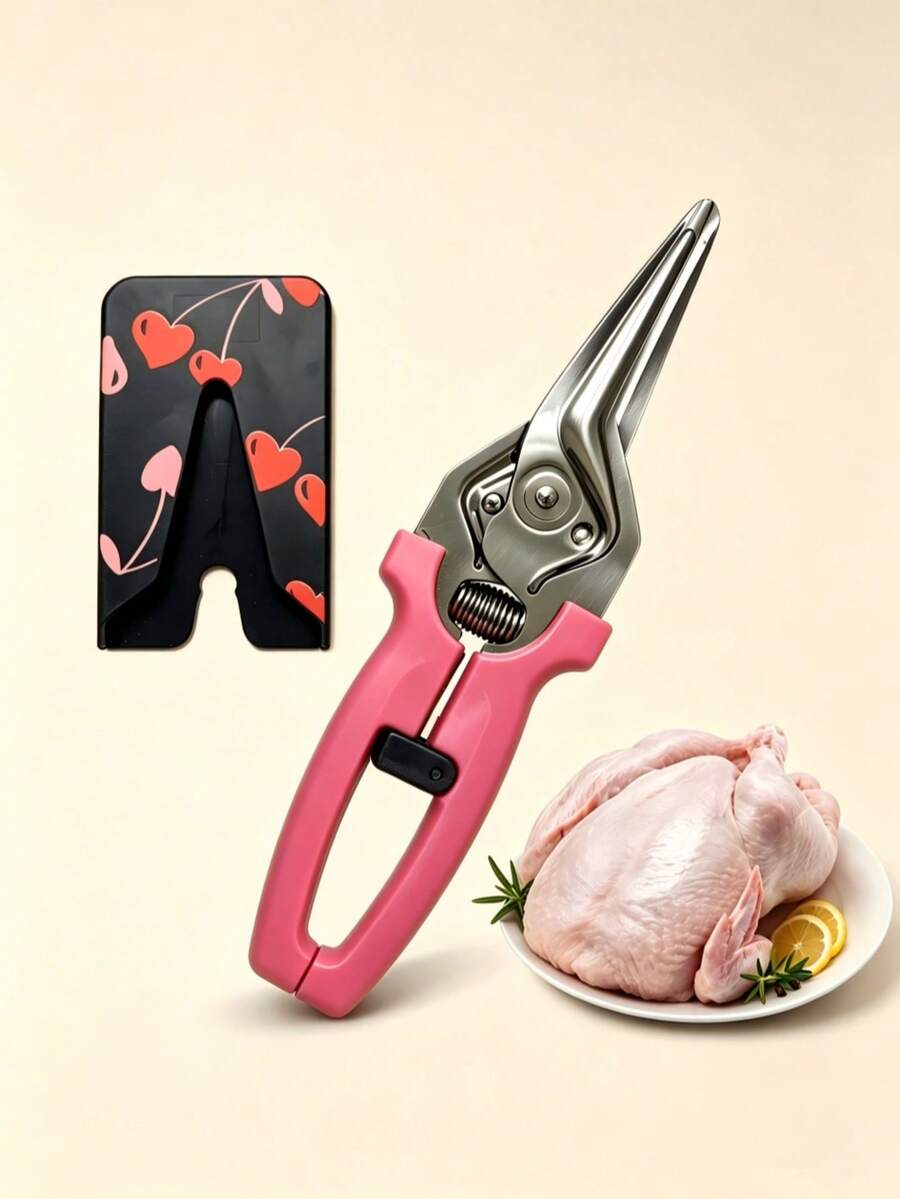 Heavy Duty Kitchen Poultry Scissors, Convenient Storage In Fridge Or Cabinet, Locking Design, Kitchen Accessory, Suitable For Cutting Chicken, Meat And Food Preparation Tasks, Halloween, Christmas Gift, Christmas Home Decor, Autumn Home Decor - Multicolor - View 1