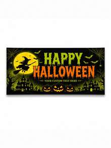 Personalized Text Halloween Fence Banner, Custom Family Name Yard Sign, Haunted House Witch Bats And Jack O Lantern Theme, Spooky Porch Decoration, Trick Or Treat Party Backdrop, Fall Holiday Outdoor Display For Families And Homeowners. - Multicolor - View 11