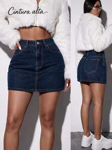 Women Denim Skirts - Navy Blue 2074 - View 13