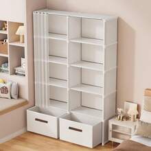 Dustproof 6-Tier Double Row Fabric Storage Wardrobe With Drawer And Curtain, 155cm Height Open Closet Organizer For Bedroom Dorm Living Space Easy Assembly Portable Clothes Rack Cabinet - Multicolor - View 3