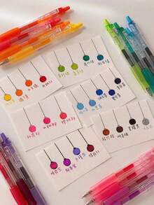 Colorful Gel Pens, Classic Colored Writing Pens, Colored Pencils, Can Be Used For Drawing And Marking, Signature Pens, Sketching Pens And Journaling Pens, Office And Student Pens, Suitable For Office, Meetings, Study Notes, Highlighting, Back To School Stationery - A - View 5