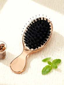1pc Air Cushion Massage Comb, Premium Gold Electroplated Finish, Mini Portable Hairbrush With Soft Cushion Design, Compact Hair Styling Comb For Women, Suitable For Travel, Purse, Gift - Gold - View 8