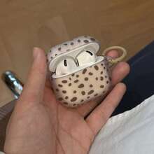 European & American Style Light Brown Leopard Print + Ring Earphone Case Compatible With AirPods Pro 3 New Pro 2 Protective Cover Pro Cute Apple 4 Simple 3 Personalized 1/2 Generation Girls Earphone Case Protective Cover Spring/Summer Earphone Case/Birthday Gift/Holiday Gift - Light Brown - View 5