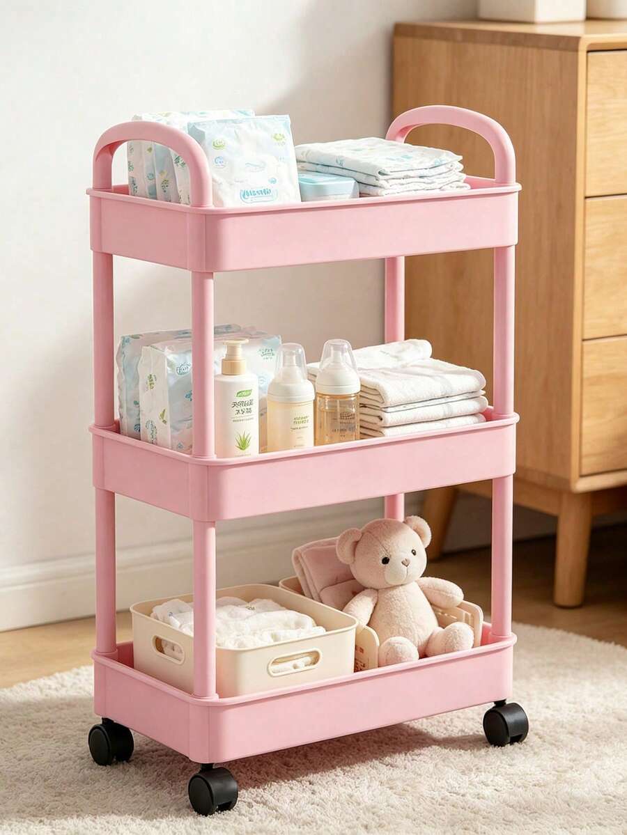 1 buah Rak Penyimpanan Lantai Multi-Lapisan untuk Mainan Gantung Bayi Warna Pink 3 Tingkat - Berwarna merah muda - View 1