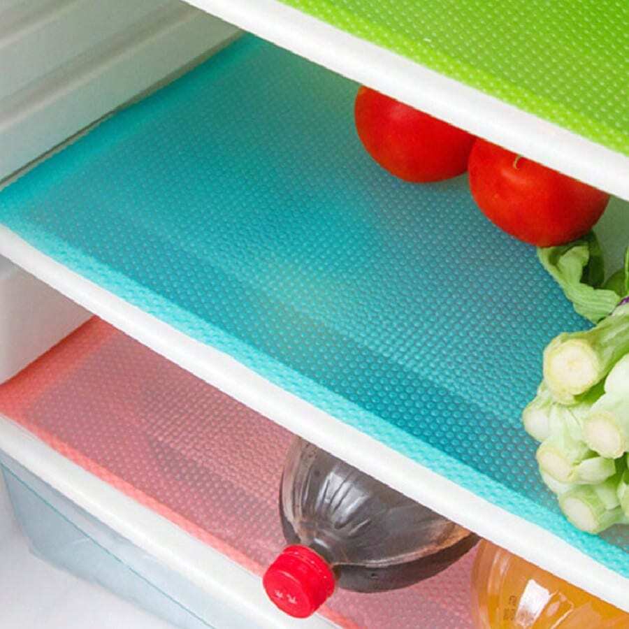 4/2pcs Fridge Liner Mat Set, Waterproof Oil Proof Moisture Proof Refrigerator Shelf Liner, Non Adhesive Anti Mold Cabinet Drawer Pads, Cuttable Washable Four Colors Optional Back To School Dorm Kitchen Photo Booth Table Display Gift Prop