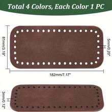 4pcs PU Leather Crochet Bag Bottom, 7 X 3 Inch Rectangular Bag Base Cushion Bottom Shaper With Holes, Suitable For DIY Crochet Bag, Shoulder Bag, Wallet Making, Earth Tone, DIY Wallet Making - Multicolor - View 5