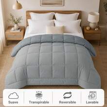 Shoppe house - Edredón de Fibra 170/300 gr/m2 - Edredón Relleno Nórdica Reversible de Dos Colores, Suave, Transpirable, Ligera, 100% Poliérster - 170gr/M² - Gris - Ver 3