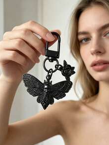 Dark Wind Bat Cross Keychain, Skeleton Dark Rose Pendant, Creative Bag Pendant, Unique Keychain, Halloween Element Pendant, Back To School, Birthday Party, Christmas Gift, Easter, Valentine's Day - Multicolor - View 7
