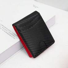 1pc Unisex Wallet, Multi-Color Cool Carbon Fiber Texture Wear-Resistant Microfiber Leather Men's Short Bifold Wallet, Built-In RFID Anti-Theft Anti-Demagnetization Protection Layer, Multiple Card Slots With Transparent Photo Window, Can Store Cash, Bank Cards, ID Cards And Other Documents, Foldable Design Anti-Scratch Wear-Resistant And Deformation-Resistant, Suitable For Business And Casual Use, Ideal For Men's Commuting, Business Travel And Daily Carry, Practical Coin And Card Holder Gift - Multicolor - View 2