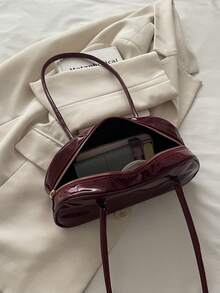 Tas Bahu Kulit PU Burgundy, Tas Tangan Modis, Cocok Untuk Anak Perempuan, Sempurna Untuk Kehidupan Malam, Gaya Jalanan, dan Acara Pernikahan - Burgundy - View 6