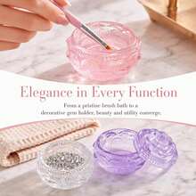 Lotus Thick Glass Nail Crystal Cup Transparent Nail Polish Remover Cup Mixing Palette Professional Nail Salon Mixing Tool - Multicolor - View 8