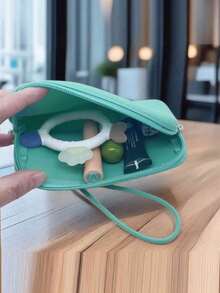 1pc Silicone Makeup Bag, Waterproof Washable Cosmetic Storage Bag With Zipper And Hanging Rope, Large Capacity Travel Organizer, Can Store Cosmetics, Keys, Cards And Earphones, Portable Desktop Storage Bag, Small Handbag, Women's Gift, Christmas Gift. - Multicolor - View 6